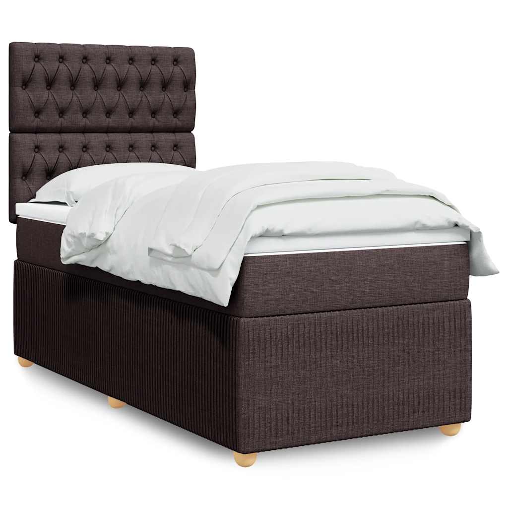 vidaXL Boxspring met matras stof donkerbruin 90x190 cm