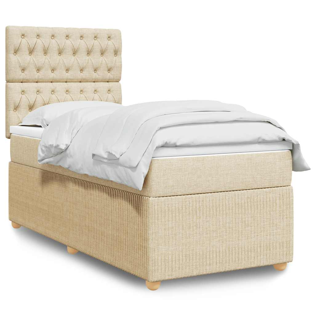 vidaXL Boxspring met matras stof donkerbruin 90x190 cm