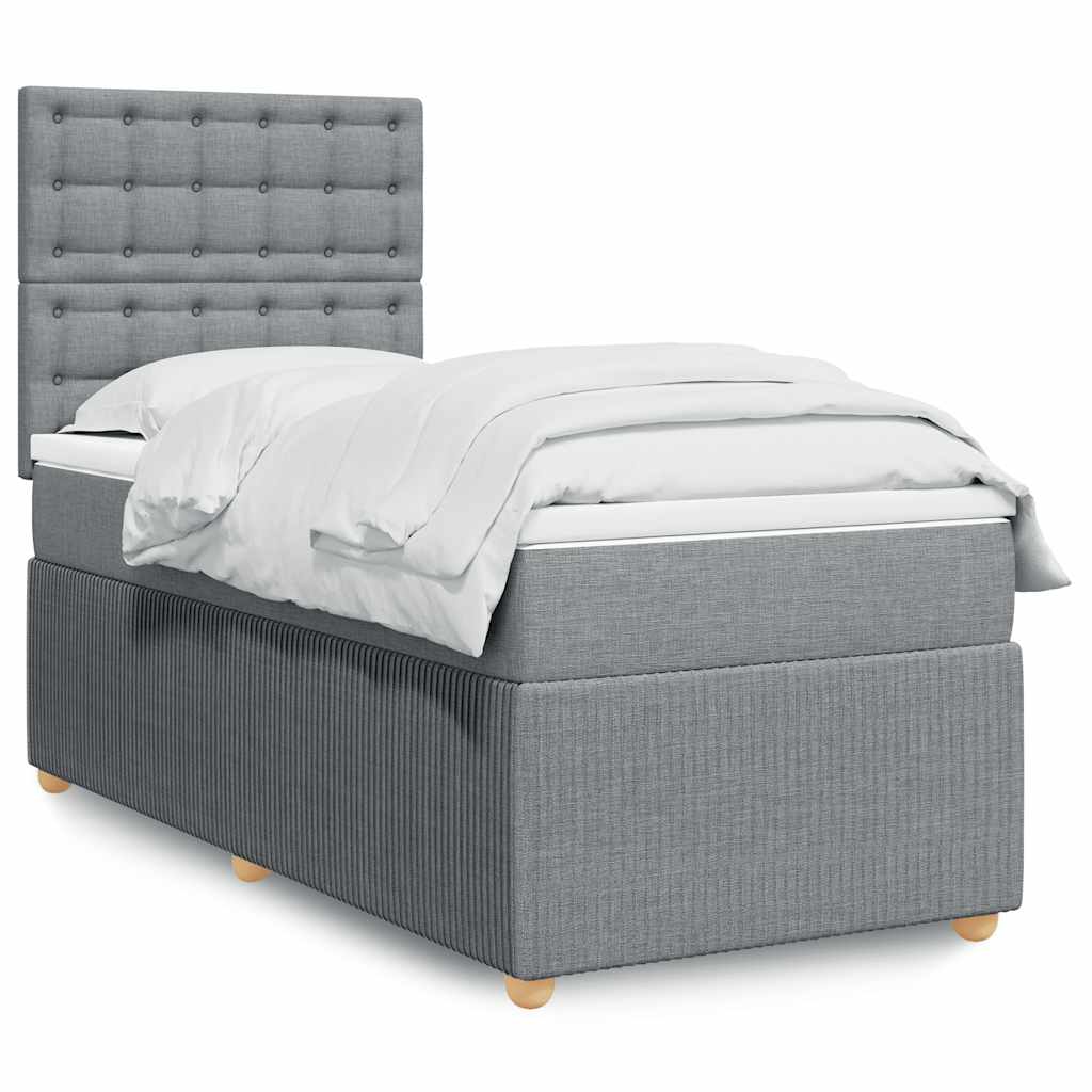 vidaXL Boxspring met matras stof donkerbruin 90x190 cm