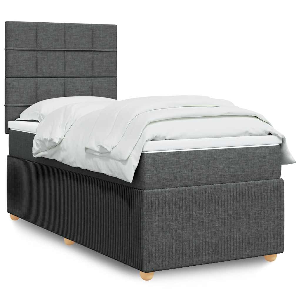 vidaXL Boxspring met matras stof donkerbruin 90x190 cm