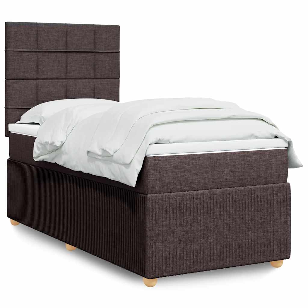 vidaXL Boxspring met matras stof donkerbruin 90x190 cm