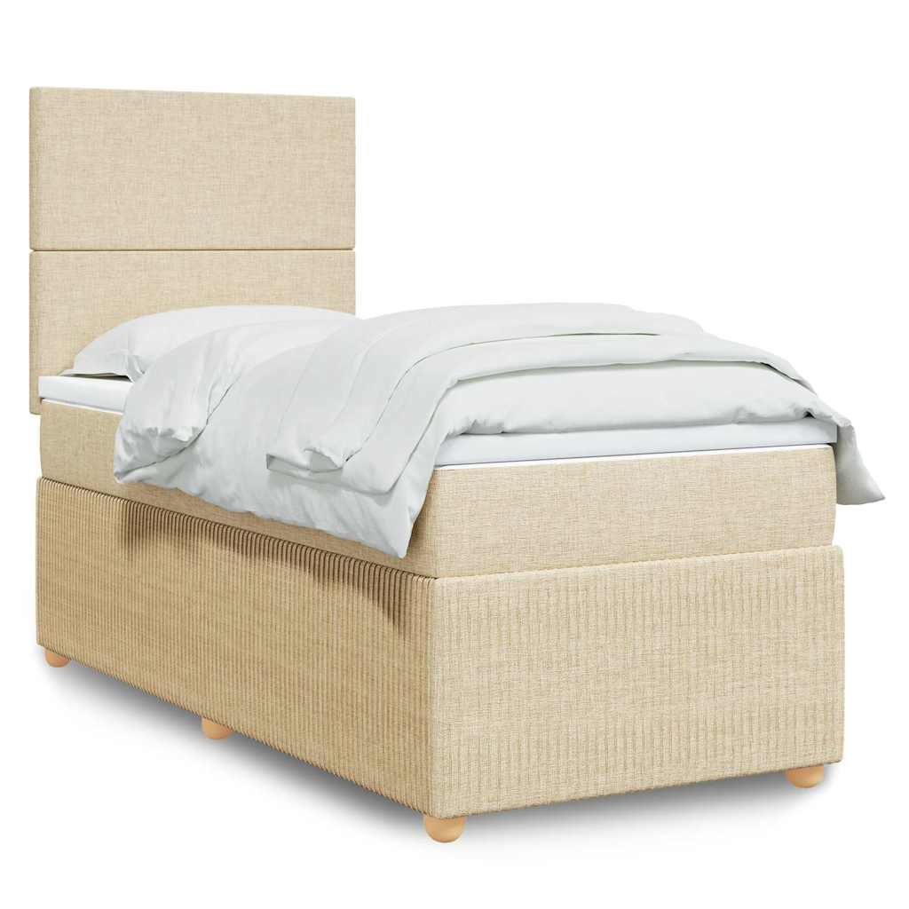 vidaXL Boxspring met matras stof donkerbruin 90x190 cm