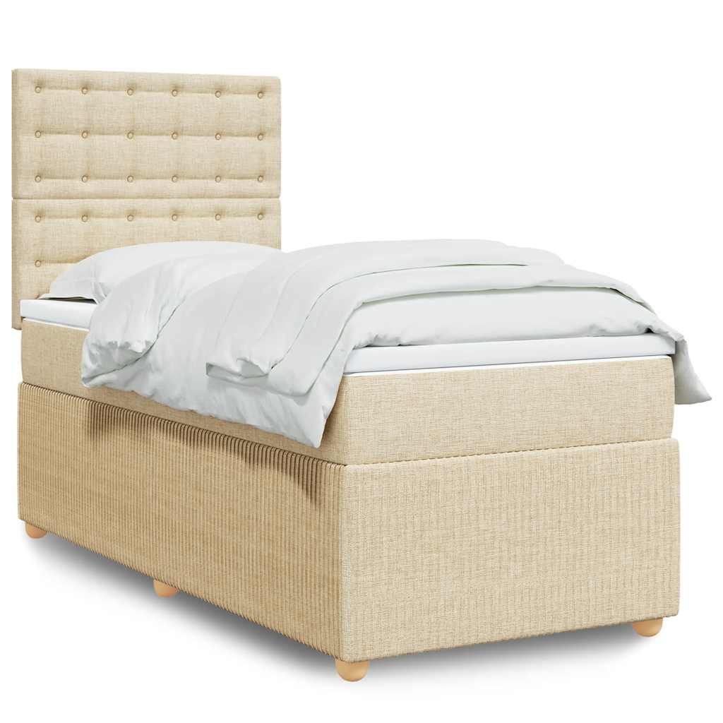vidaXL Boxspring met matras stof donkerbruin 90x190 cm
