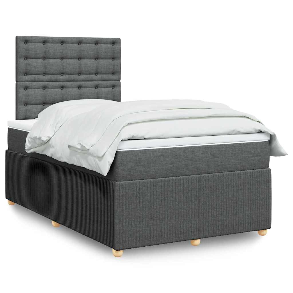 vidaXL Boxspring met matras stof donkerbruin 90x190 cm