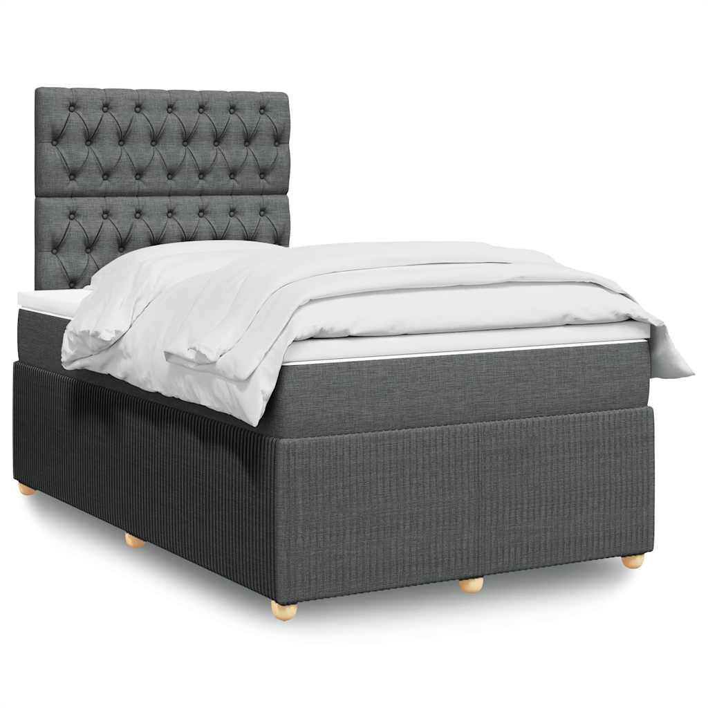 vidaXL Boxspring met matras stof donkerbruin 90x190 cm