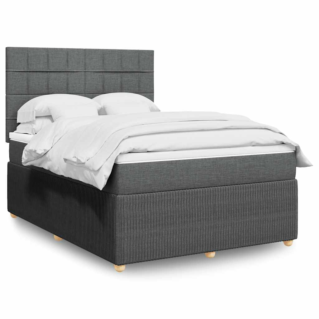 vidaXL Boxspring met matras stof donkerbruin 90x190 cm