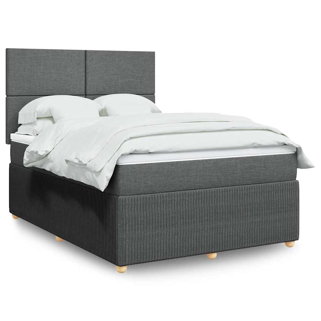 vidaXL Boxspring met matras stof donkerbruin 90x190 cm