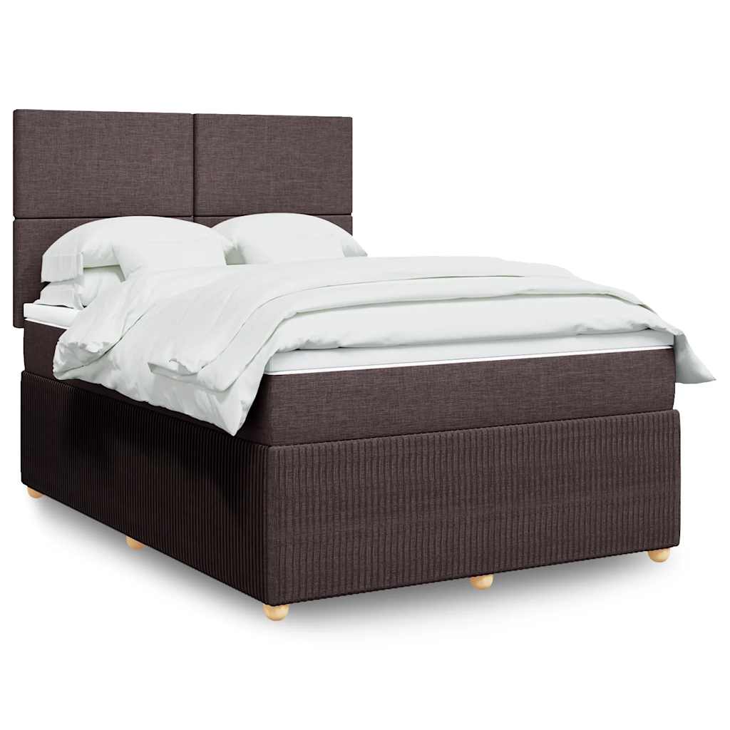 vidaXL Boxspring met matras stof donkerbruin 90x190 cm