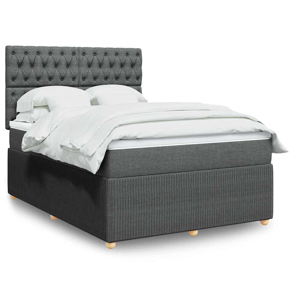 vidaXL Boxspring met matras stof donkerbruin 90x190 cm