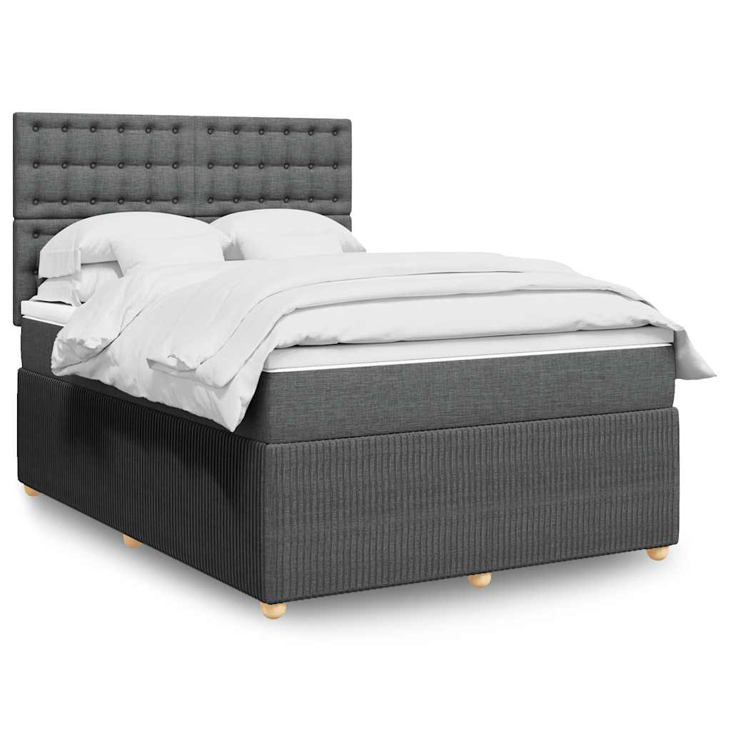 vidaXL Boxspring met matras stof donkerbruin 90x190 cm