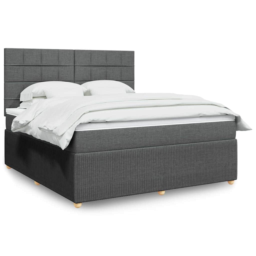 vidaXL Boxspring met matras stof donkerbruin 90x190 cm