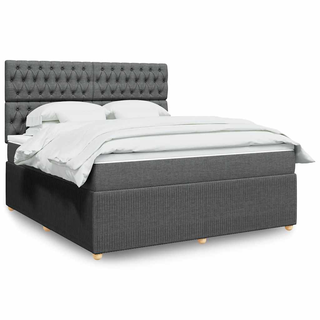 vidaXL Boxspring met matras stof donkerbruin 90x190 cm