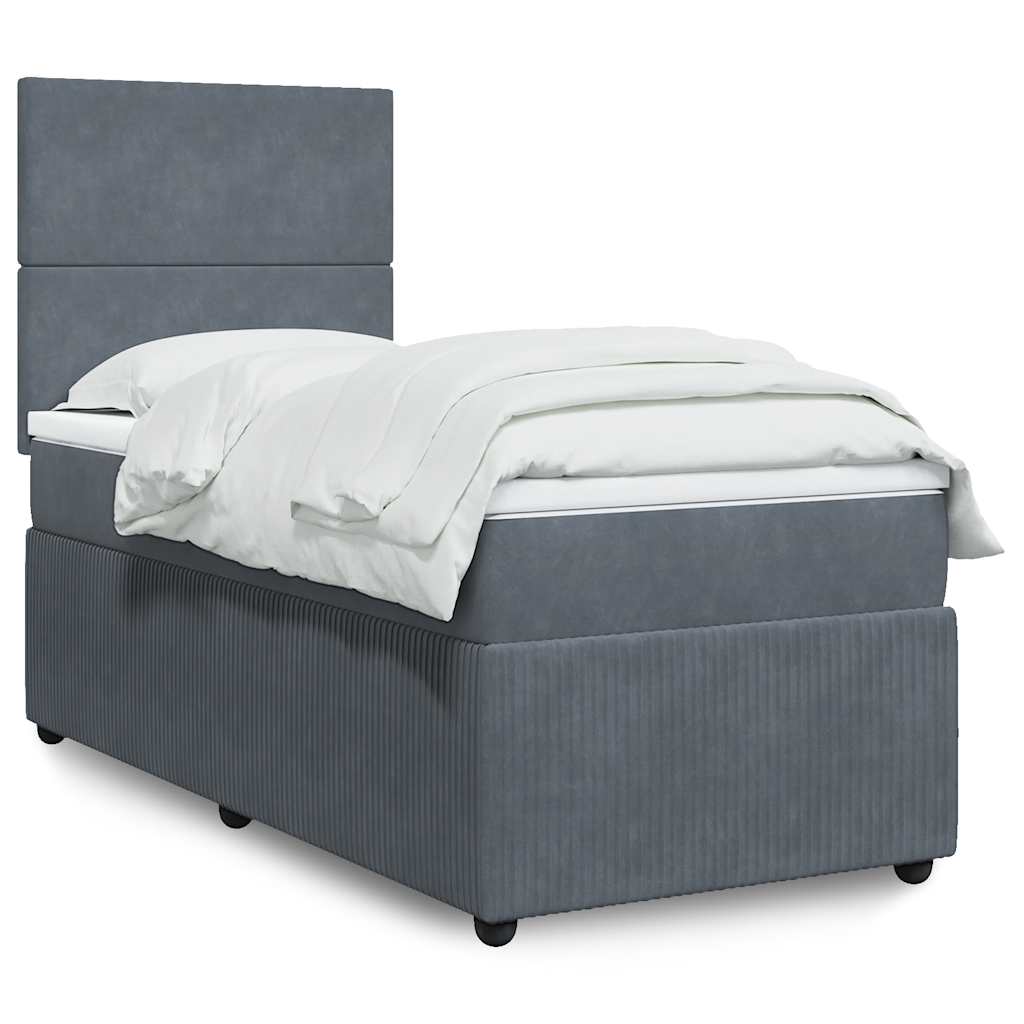 vidaXL Boxspring met matras fluweel donkergrijs 80x200 cm