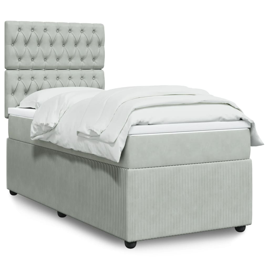 vidaXL Boxspring met matras fluweel donkergrijs 80x200 cm
