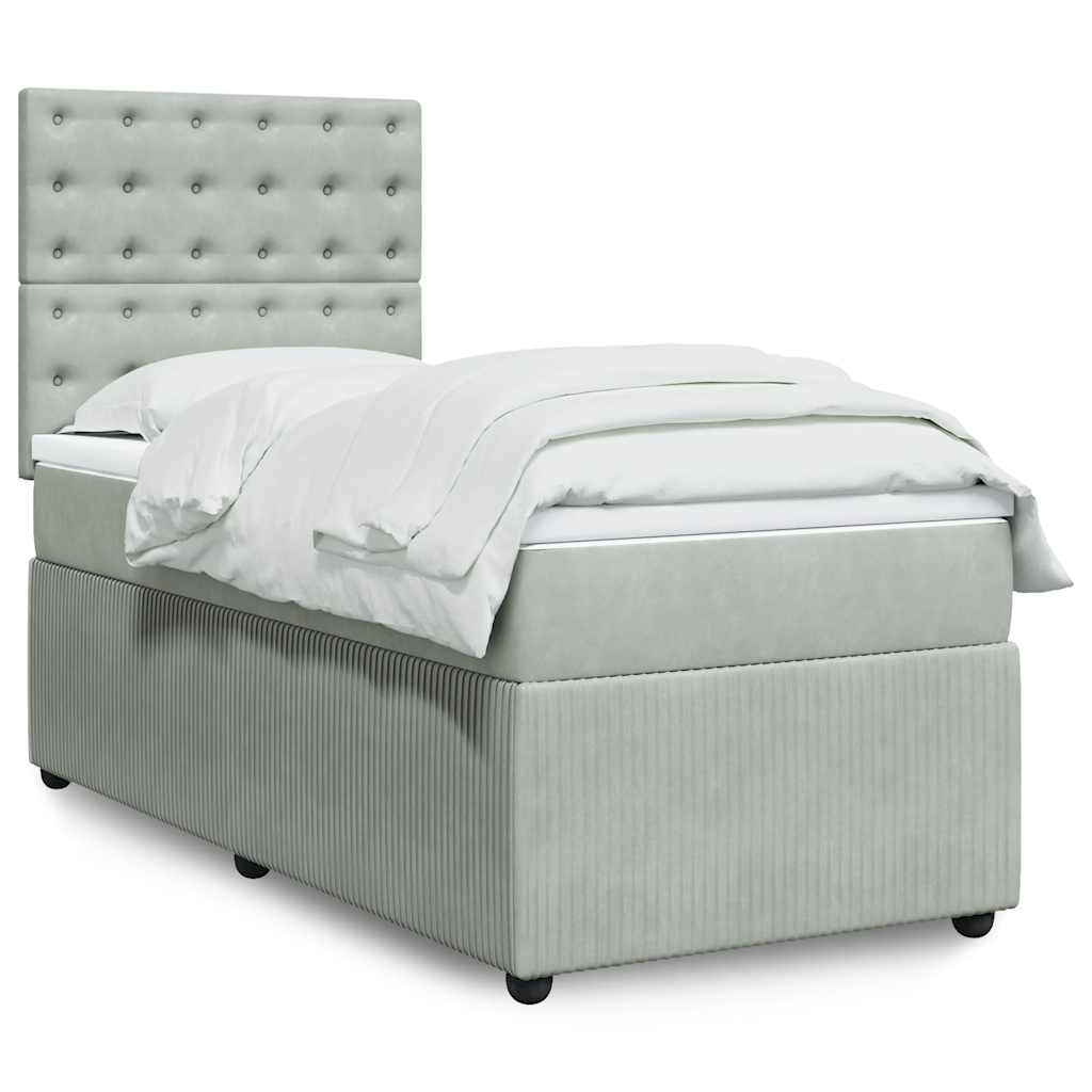 vidaXL Boxspring met matras fluweel donkergrijs 80x200 cm