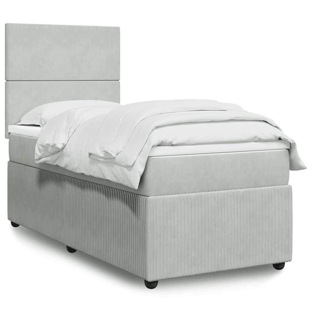 vidaXL Boxspring met matras fluweel donkergrijs 80x200 cm