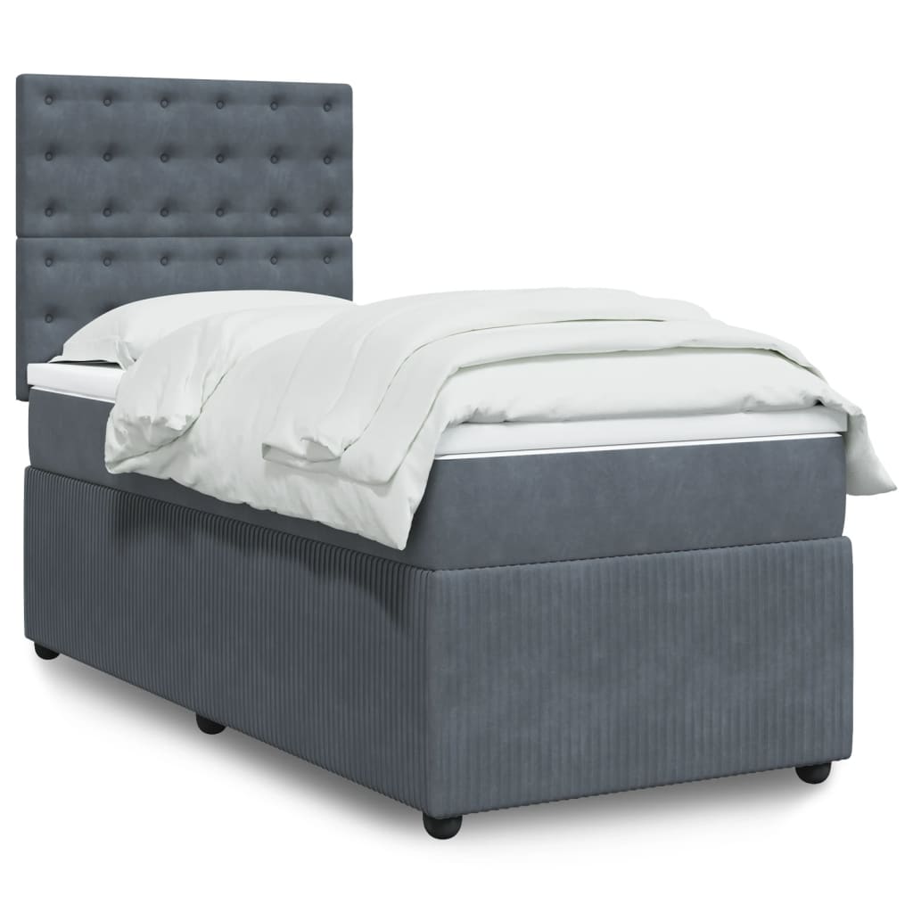 vidaXL Boxspring met matras fluweel donkergrijs 80x200 cm