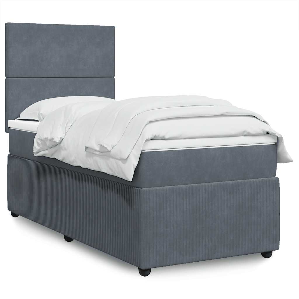 vidaXL Boxspring met matras fluweel donkergrijs 80x200 cm