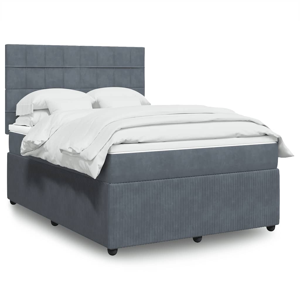 vidaXL Boxspring met matras fluweel donkergrijs 80x200 cm
