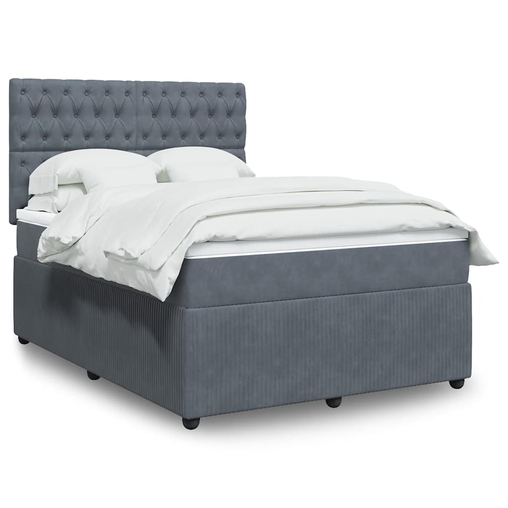 vidaXL Boxspring met matras fluweel donkergrijs 80x200 cm