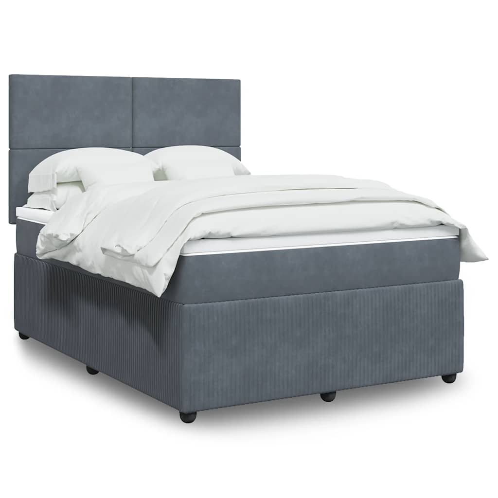 vidaXL Boxspring met matras fluweel donkergrijs 80x200 cm