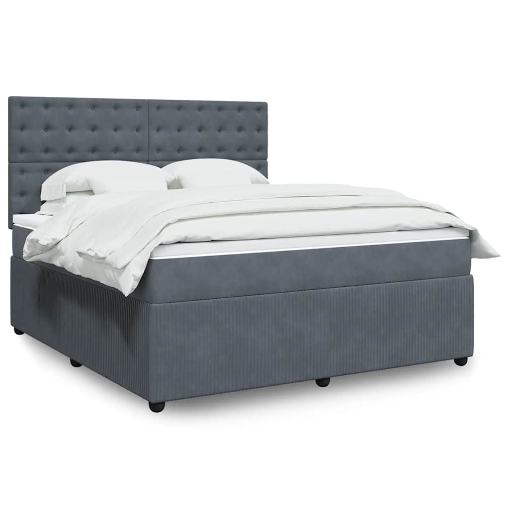 vidaXL Boxspring met matras fluweel donkergrijs 80x200 cm