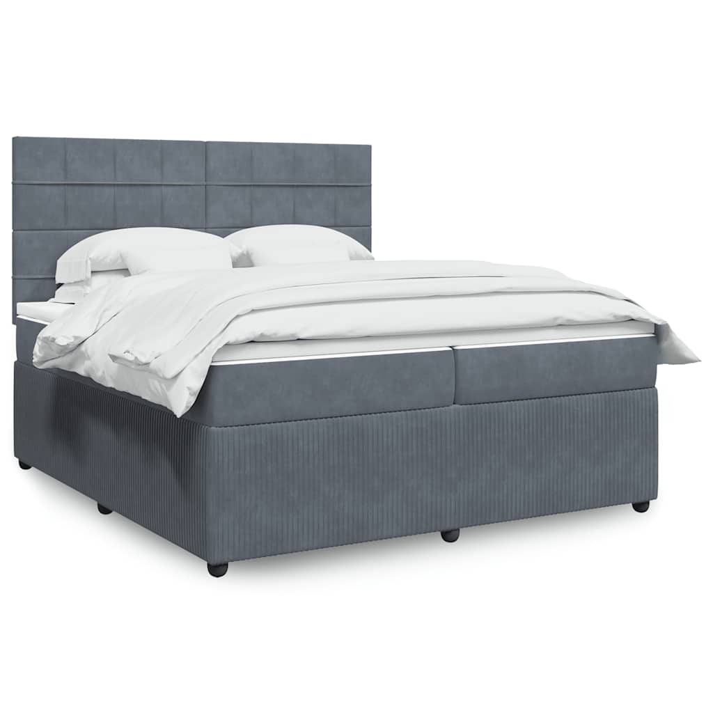 vidaXL Boxspring met matras fluweel donkergrijs 80x200 cm