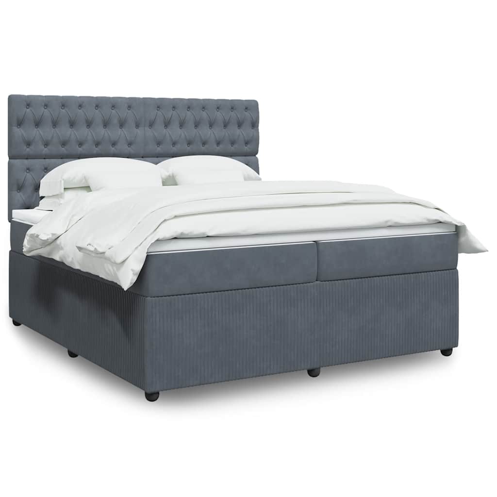 vidaXL Boxspring met matras fluweel donkergrijs 80x200 cm