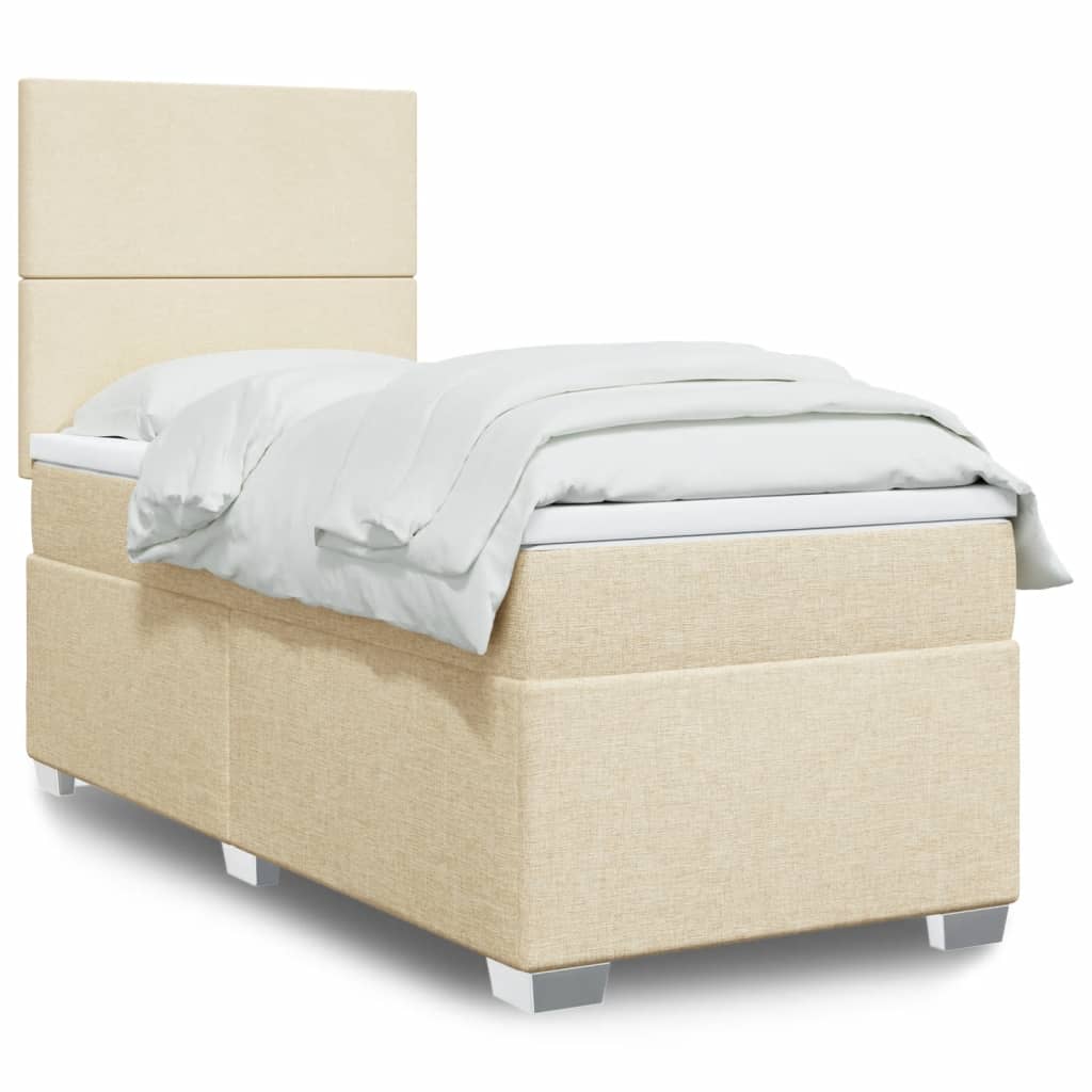 vidaXL Boxspring met matras stof lichtgrijs 90x200 cm