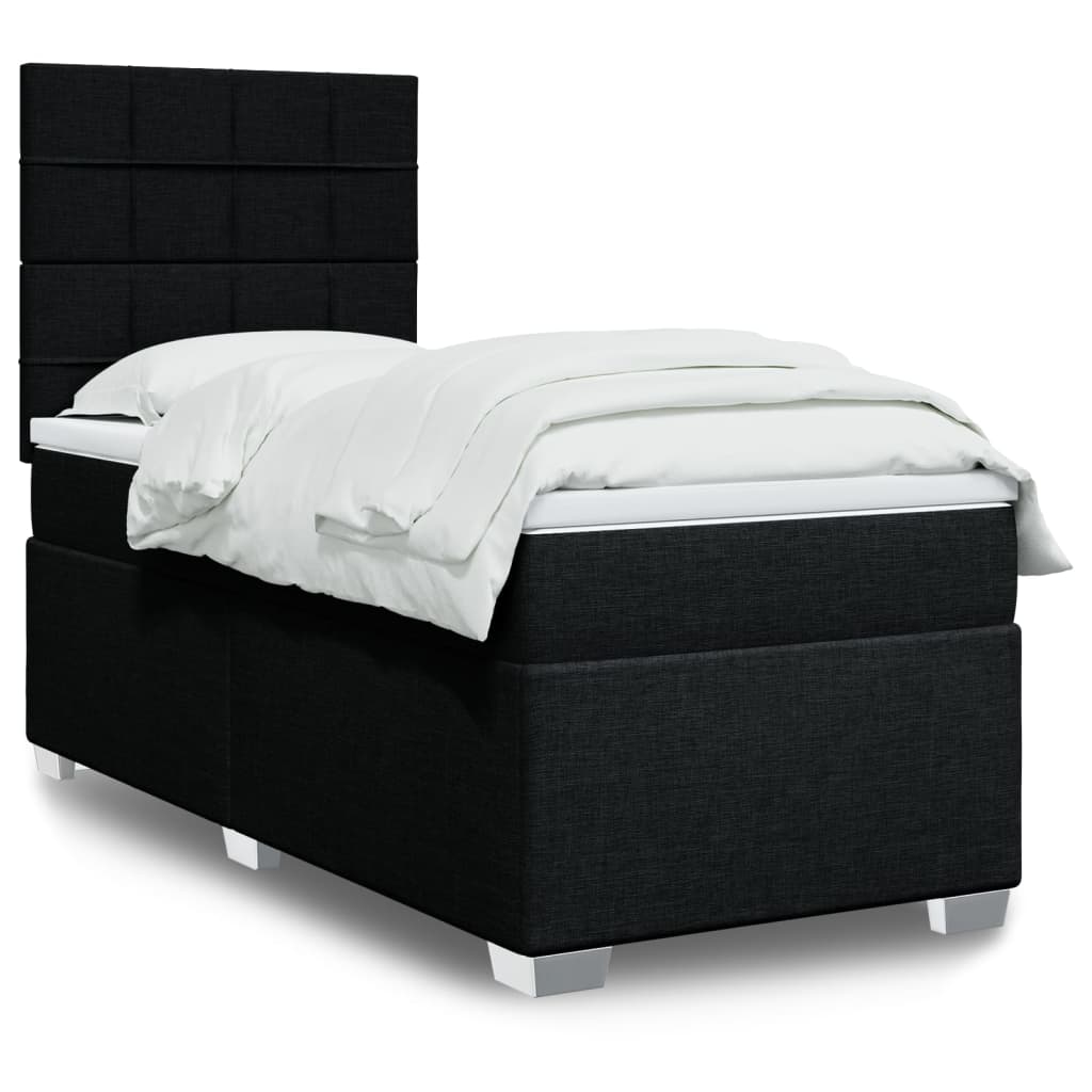 vidaXL Boxspring met matras stof lichtgrijs 90x200 cm