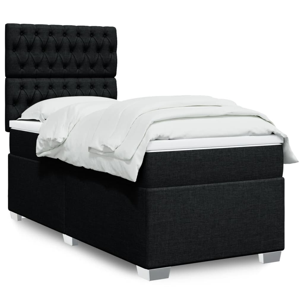 vidaXL Boxspring met matras stof lichtgrijs 90x200 cm