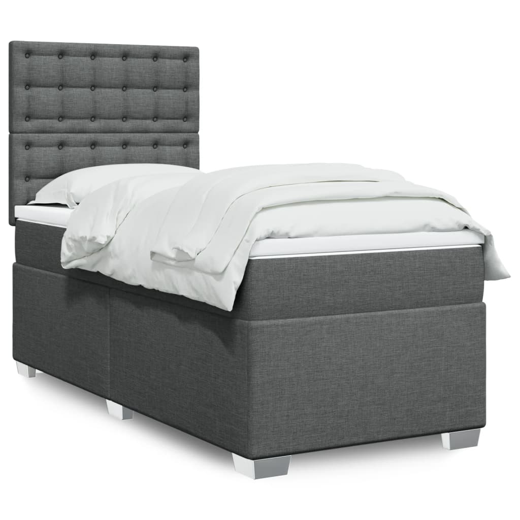 vidaXL Boxspring met matras stof lichtgrijs 90x200 cm