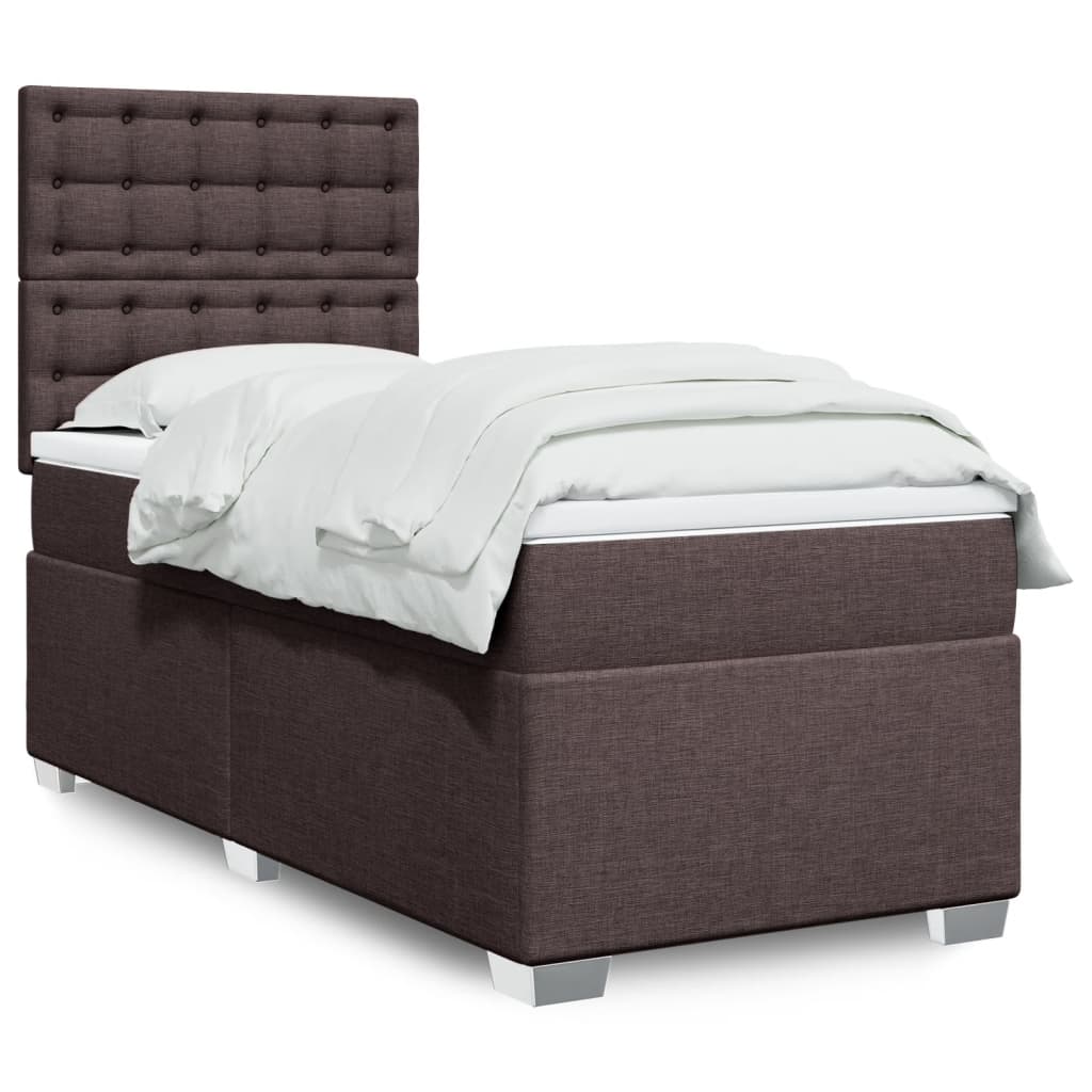 vidaXL Boxspring met matras stof lichtgrijs 90x200 cm