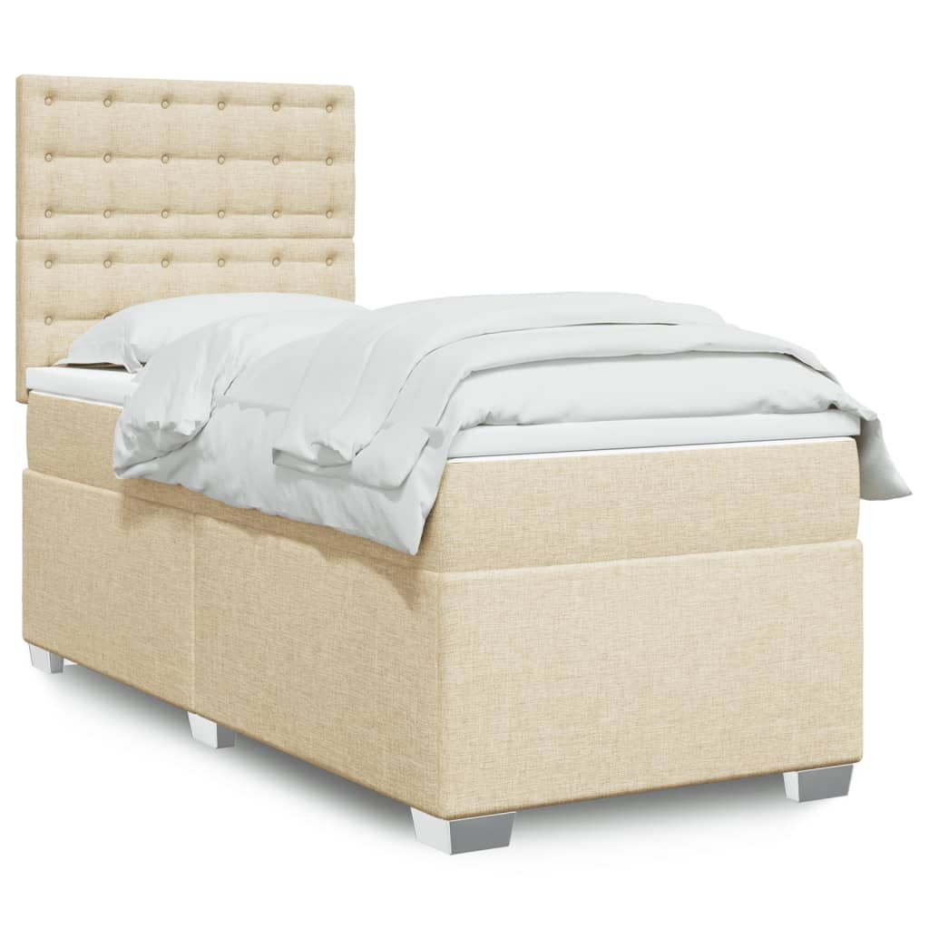 vidaXL Boxspring met matras stof lichtgrijs 90x200 cm