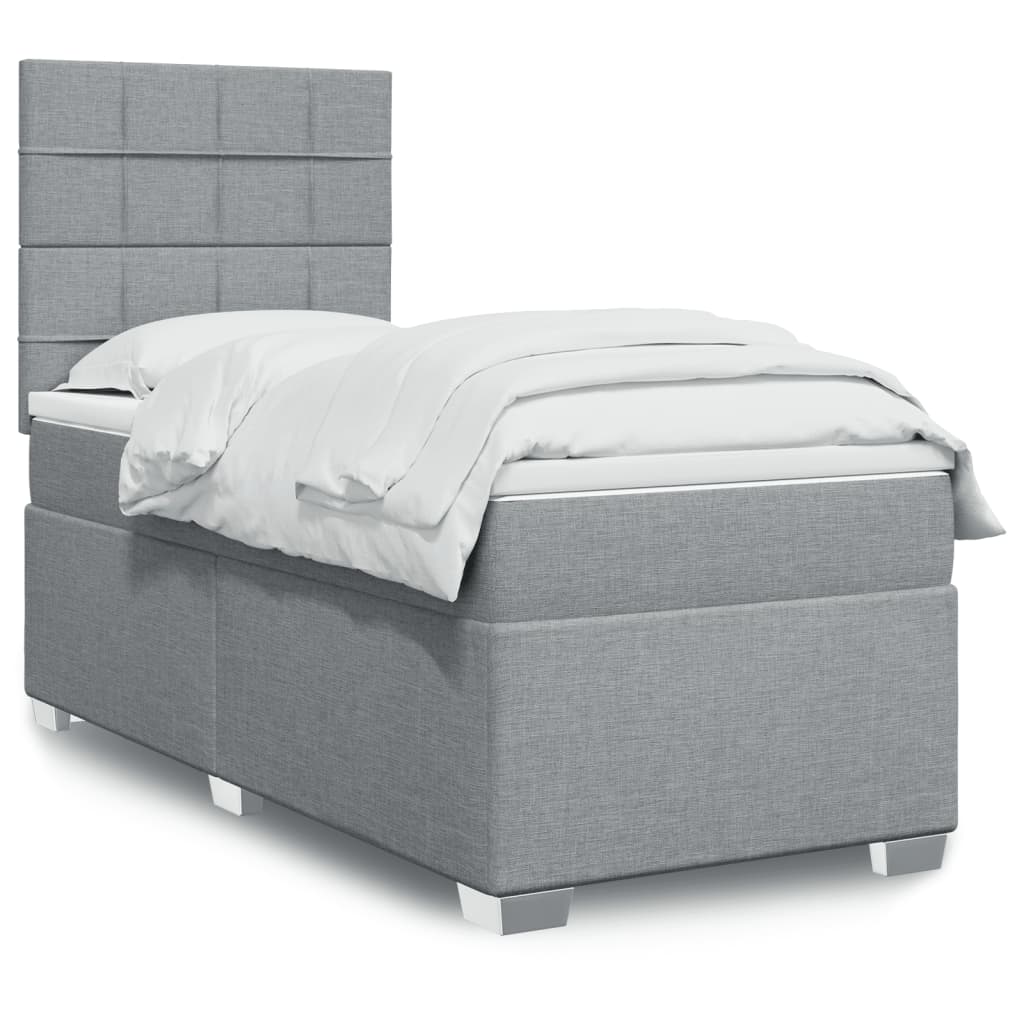 vidaXL Boxspring met matras stof lichtgrijs 90x200 cm