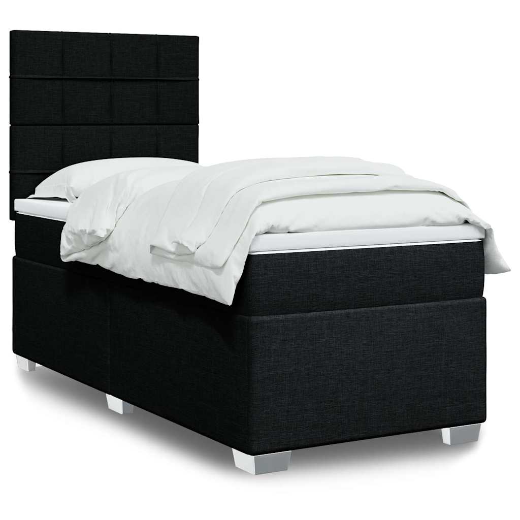 vidaXL Boxspring met matras stof lichtgrijs 90x200 cm
