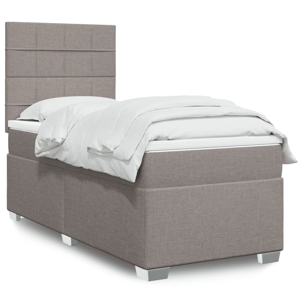 vidaXL Boxspring met matras stof lichtgrijs 90x200 cm