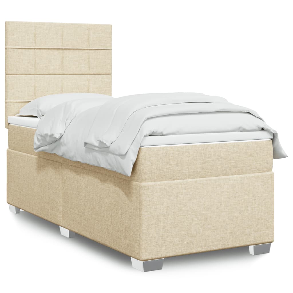 vidaXL Boxspring met matras stof lichtgrijs 90x200 cm