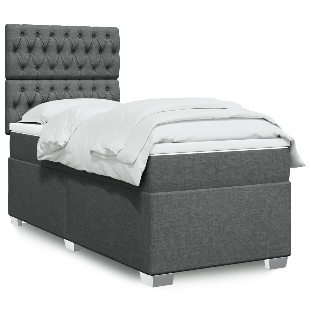 vidaXL Boxspring met matras stof lichtgrijs 90x200 cm