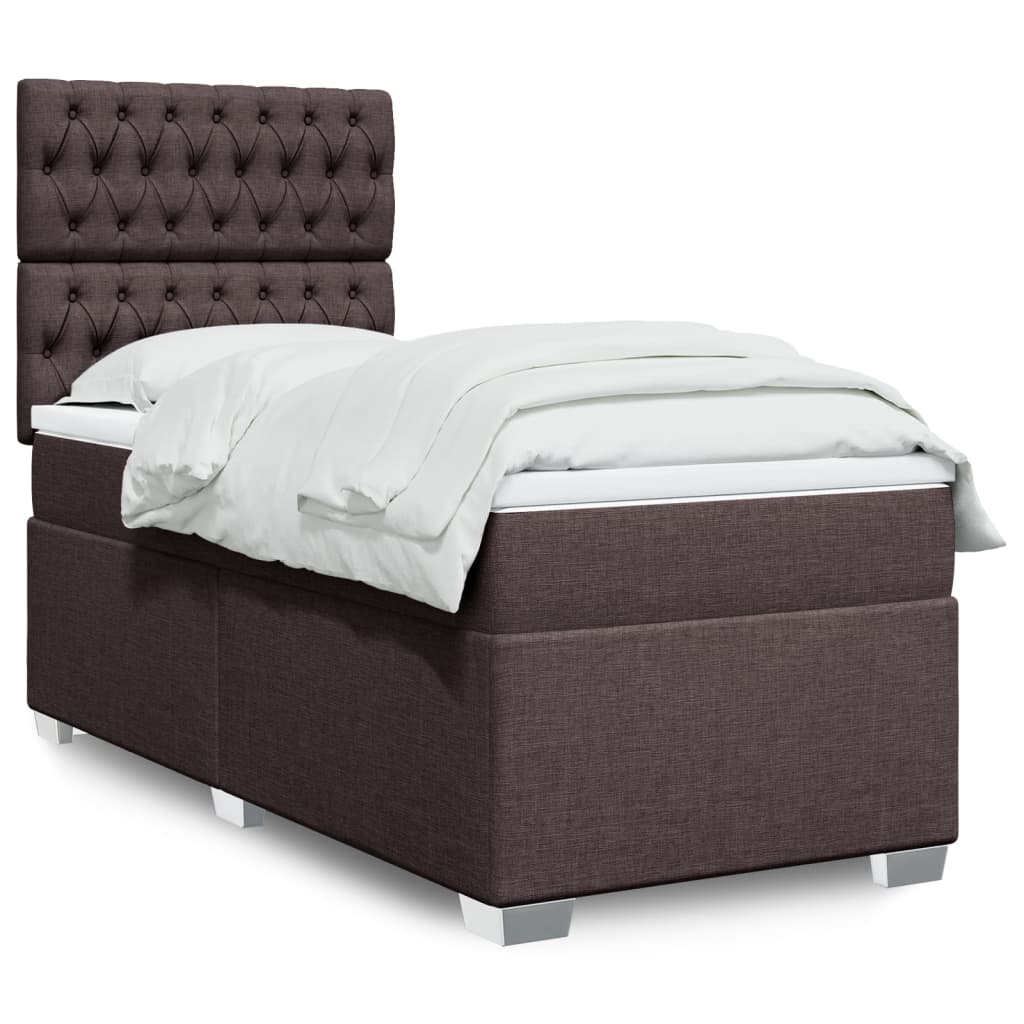 vidaXL Boxspring met matras stof lichtgrijs 90x200 cm