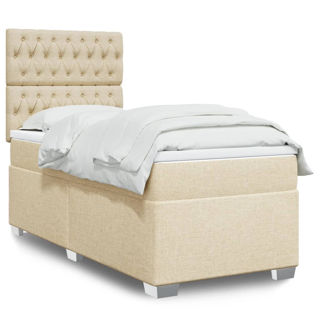 vidaXL Boxspring met matras stof lichtgrijs 90x200 cm