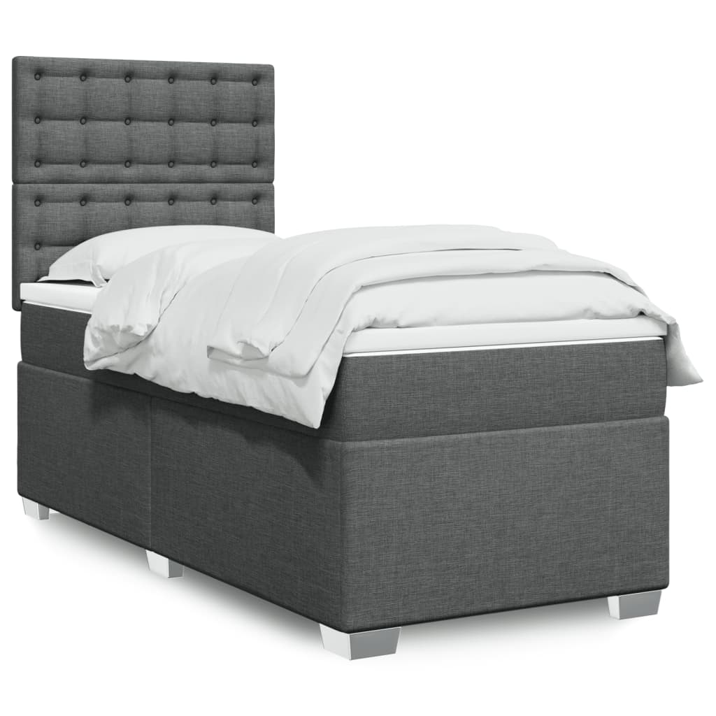 vidaXL Boxspring met matras stof lichtgrijs 90x200 cm