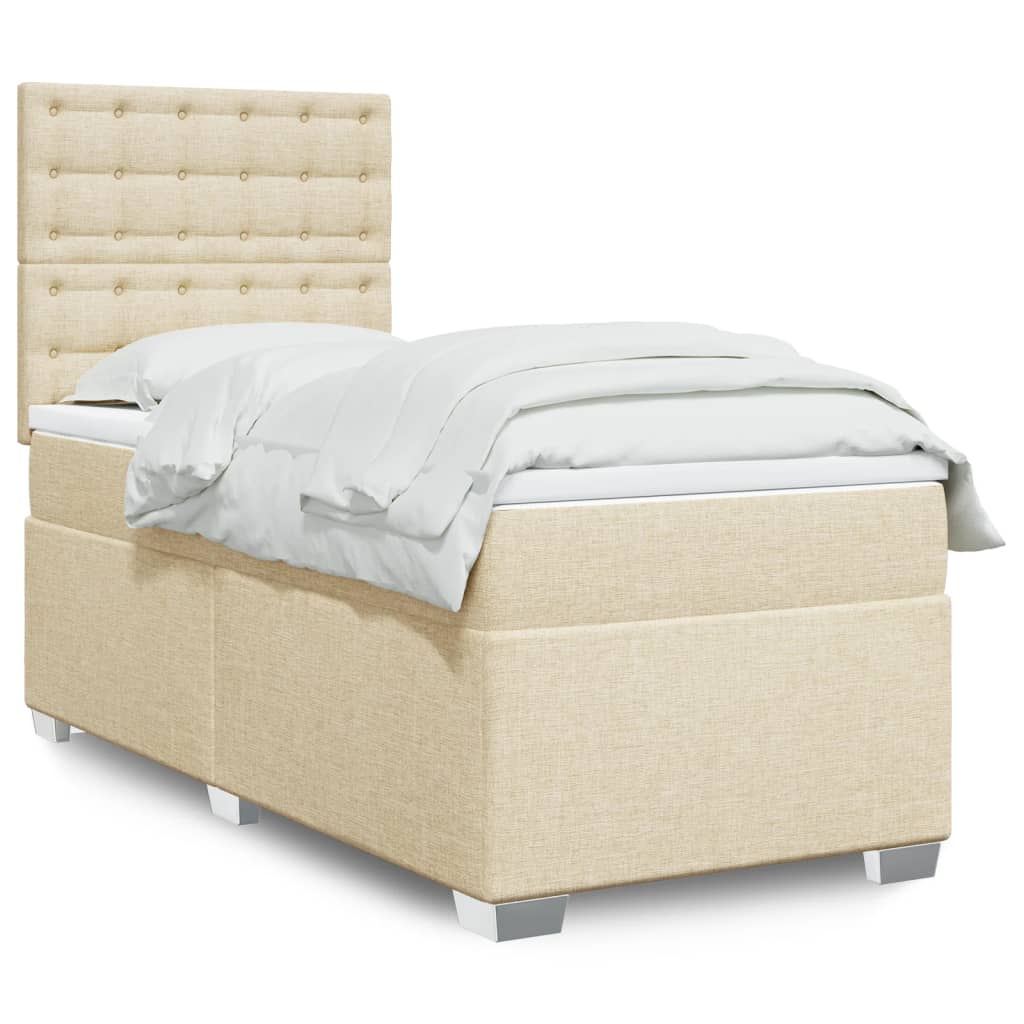 vidaXL Boxspring met matras stof lichtgrijs 90x200 cm