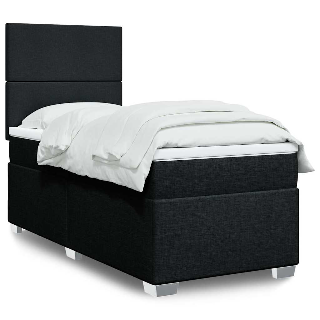 vidaXL Boxspring met matras stof lichtgrijs 90x200 cm