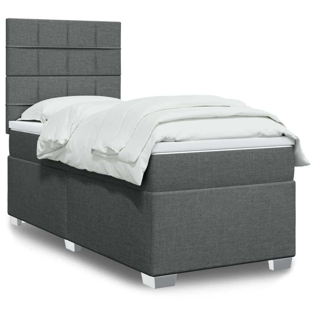 vidaXL Boxspring met matras stof lichtgrijs 90x200 cm