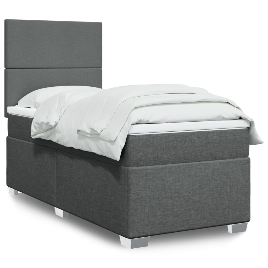 vidaXL Boxspring met matras stof lichtgrijs 90x200 cm