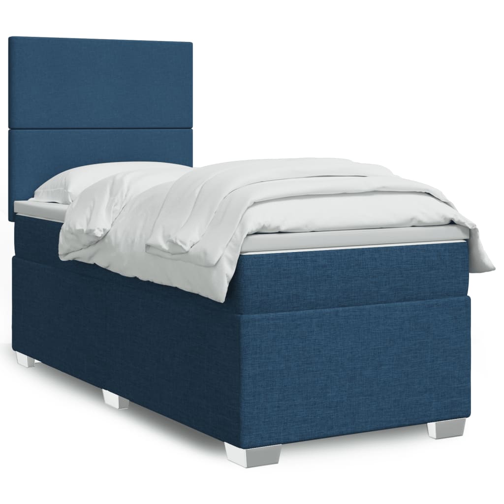 vidaXL Boxspring met matras stof lichtgrijs 90x200 cm