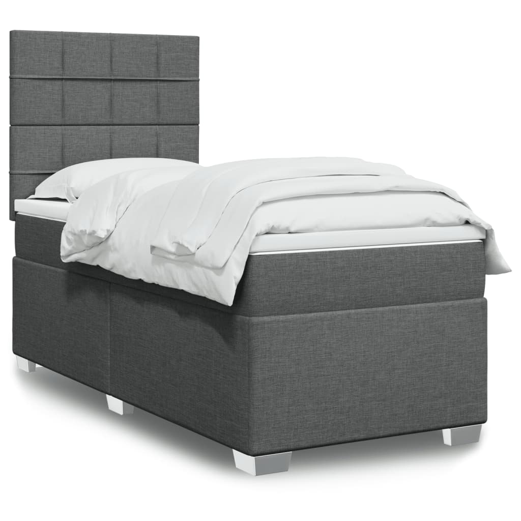 vidaXL Boxspring met matras stof lichtgrijs 90x200 cm