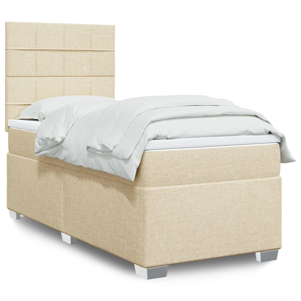 vidaXL Boxspring met matras stof lichtgrijs 90x200 cm