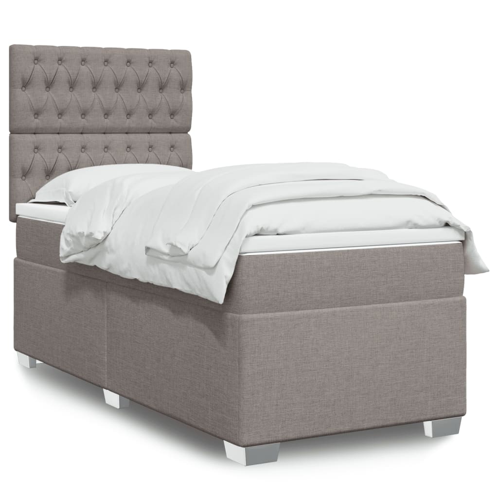 vidaXL Boxspring met matras stof lichtgrijs 90x200 cm